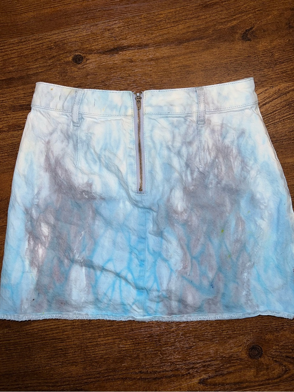 PacSun Blue Retro Y2K Tie Dye Gray & White Soft Grunge Denim Mini Skirt Size 25 - Picture 2 of 5
